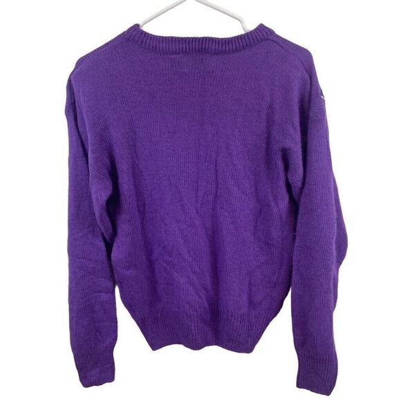 American Vintage 80's Glitz Purple Beaded Sweater Size M Silk Angora Blend - Picture 2 of 6